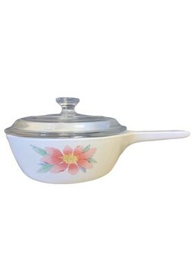 Corning Ware Pink Peony S-81-B Saucepan 0.5L with Pyrex Lid P81C Discontinued